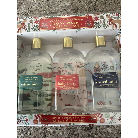 NEW H+B Amaryllis & Juniper Body Wash Christmas Holiday Collection Set of 3 - Picture 7 of 10